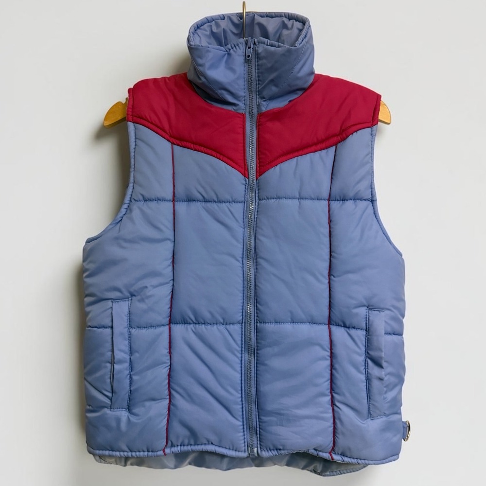 Vintage Skimo by Susies Casuals Blue Red Puffer Vest Western Yoke Size M